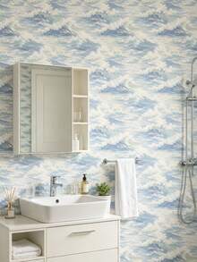 1 Roll Floating Waves Wallpaper, Removable Wall Sticker, Exquisite Mural, Suitable For Home Decor And Wall Art, Ready-To-Use Wall Panel, Wall Covering Material, Spring Home Decor, Instantly Refresh Your Living Space. Rama Decorative Sticker - Perfect Gift For Birthday And Graduation Ceremony. Halloween Decor, Halloween Gift, All Saints' Day Decor, All Saints' Day Gift - Multicolor - View 3