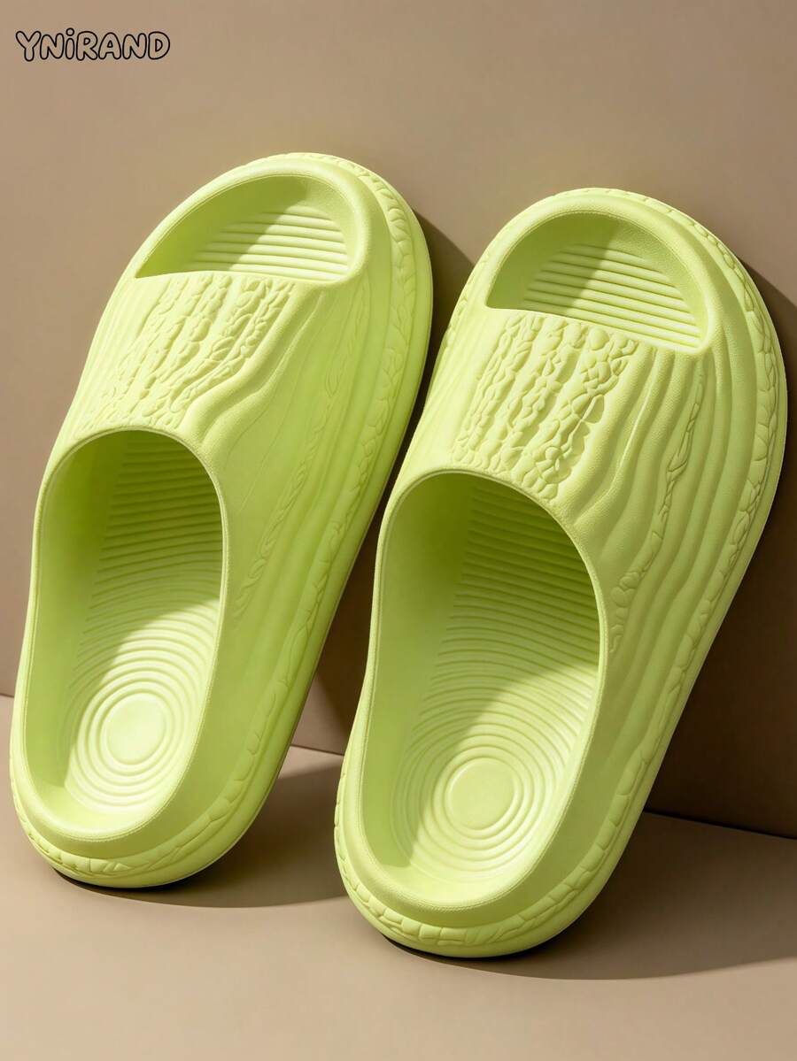 Summer Versatile Comfortable Fresh Design Bitter Melon Slides, Fashionable Minimalist, Suitable For All Styles, Lightweight Sole, Comfortable For Long Wear Without Foot Fatigue, Easy To Clean, Suitable For Indoor And Outdoor Use - Green - View 1