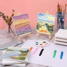 1/3-Piece Wooden Easel Frame, Wedding Table Card Holder, Photo Display Stand, Handmade Painting Artist Supplies, Home Decoration, Natural Wood Legs Display Stand, Conference And Wedding Table Card Holder, Painting And Craft Wooden Display Stand, Mini Easel, Multi-Functional Painting Display Stand, Triangular Phone Stand, Desktop Decorative Display Stand. - Wood Color - View 8