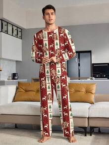 Customized Men's Pajama Set, Can Print Any Pattern, Personalized Unique Christmas Gift, Suitable For Family, Friends And Holiday Partie - Black - View 5