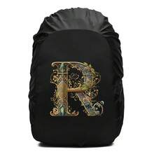 Penutup Hujan Ransel Motif Cetak Huruf Gulir Bunga Dekoratif Vintage, Pelindung Ransel Tali Serut Tahan Air dan Anti Debu, Perlengkapan Outdoor Tahan Lama untuk Mendaki, Berkemah dan Perjalanan - Hitam - View 85
