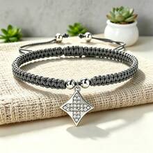 1Pc Sparkling Rhinestone Four Pointed Star Charm Bracelet Adjustable Handmade Woven Rope Bangle Fashion Wristband Jewelry Gift For Women - Four-pointed Star - View 4