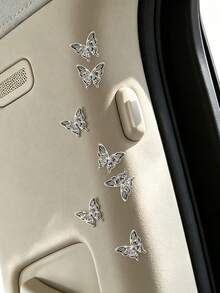 10Pcs Hollow Silver Butterfly Car Interior Decor Stickers, Delicate Butterfly Pattern Auto Decals, Decorative Ornaments For Car Door, Rearview Mirror & Dashboard, Stylish Vehicle Interior Modification Decoration, Eye-Catching Car Interior Accessory - Car Decoration Sticker - View 5