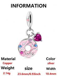 Sweet Food & Fruit Dangle Charm Beads, Pea Ice Cream Donut Apple Pinecone Leaf Design, Fit European Bracelet, DIY Jewelry Accessory,1PC - Silver - View 17