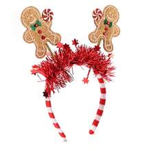 1pc/New Christmas Spring Headband Gingerbread Man Rain Tinsel Star Party Atmosphere Christmas Hair Tie - Multicolor - View 2