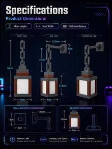 1/2pcs 16 Color RGB Pixel Light Night Light USB Rechargeable Remote Control Wall Mount Desktop Table Lamp Wall Light Bedroom Game Room Decor Gift Pixel LED Light Night Light, 16 Color Ambient Light, Dual Use Wall Light, With Hanging Chain, Suitable For Home Party Cosplay Decoration - Multicolor - View 13