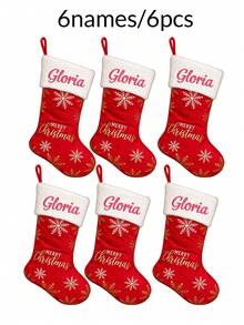 Custom Embroidered Name Snowflake Christmas Stocking, Personalized Name Holiday Hanging Decor, Farmhouse Mantel Fireplace Tree Accent, Customized Party Decoration, Customizable Xmas Gift Bag, Family, Friends, Home Celebration And Seasonal Gift Giving - Style H - View 21