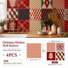 SUPSTICKER 4PCS/12PCS Christmas Snowflake PVC Tile Sticker, Thickened Crystal Self Adhesive Peel And Stick Backsplash For Kitchen Wall And Furniture - Christmas Style - View 15