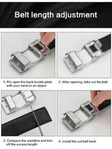 1pc Fashion Classic Men's Business Automatic Buckle Belt, Hollow Letter Alloy Buckle PU Leather Strap, Durable Wear-Resistant Rust-Proof, Supports Free Length Trimming, Suitable For Daily Work Accessory - Multicolor - View 2