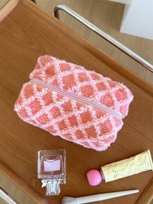 MEYOU FAIRY AGG, Pink Large Makeup Bag For Women, Diamond Grid Inner Bag, Small And Fresh Portable Travel Wash Bag, Twill Pattern For Easy Carrying, Versatile Skincare Storage Bag - Multicolor - View 4