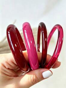 4pcs Elegant Vintage Acrylic Round Thin Bangle Bracelet Set, Women's Fashion Minimalist Design, Suitable For Daily Wear And Party Occasions - Multicolor I - View 5