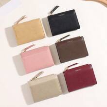 Fashion Vertical Grain PU Bifold Purse, Multi Card Slots ID Window Portable Zipper Wallet For Daily Use - Multicolor - View 5