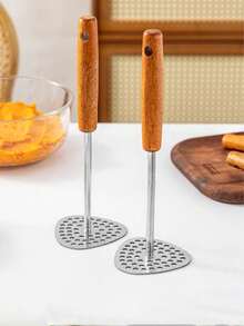 Stainless Steel Potato Masher, Taro Mash Press, Baby Food Crusher, Food Mashing Tool - Brown - View 3