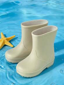 HAHABOBO New Cute Solid Color Children's Rain Boots Lightweight, Comfortable Soft Toddler Boys & Girls Outdoor Rainy Day Walking, Commuting - Khaki - View 4
