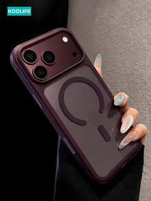 1pc Cherry Red Transparent Magnetic Phone Case, Fashion Minimalist Ins Aesthetic Niche Bold Design, Strong Magnetic Shockproof TPU+PC Protective Cover, Compatible With IPhone 18 Pro Max/18 Pro/17/17 Pro/17 Pro Max/16 Pro Max/15 Pro Max/14 Pro Max/13 Pro Max - Cherry Red - View 2