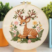 1PC 20*20cm/7.9*7.9in,Forest Animals Embroidery Kit, DIY Handmade Embroidery Set For Adult Beginners, Home Gift, Women's Sewing Gift, Including User Manual, Printed Pattern Fabric, Embroidery Frame, Needle And Thread. - 20*20cm/7.9*7.9in - View 13