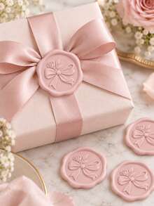 20/30/50/100pcs Bow Wax Seal Stickers, Wedding Invitation Envelope Seals, Self-Adhesive Envelope Seals, Suitable For Wedding, Invitation, Envelope, Gift Packaging, Christmas - Bow--blush Pink (New 3) - View 4