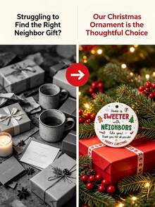 Christmas Acrylic Hanging Ornament, Round Neighbor Thank You Letter Printed Tree Decor, Holiday Pendant Decoration, Suitable For Christmas Tree, Door, Fence Decoration, Warm Neighbor Gift, Create Relaxed Holiday Atmosphere - Multicolor - View 5