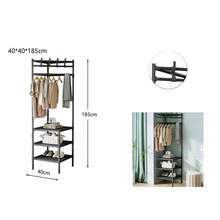 Title: Multifunctional Floor Standing Garment Rack With Shoe Storage Shelves & Top Hooks, Heavy Duty Metal Clothes Organizer & Coat Stand For Bedroom, Living Room, And Entryway - View 12