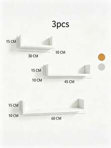 3 PiecesWall Mounted Storage Shelf Set, Multiple Sizes Available, With Stop Rail To Prevent Falling, Wall Hanging Design, Display & Storage Rack For Ornaments And Books In Living Room & Bedroom - A - View 9