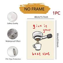 1件無框 Give It Your Best Shot 咖啡畫布牆飾，趣味濃縮咖啡手柄語錄海報，可愛手繪廚房裝飾畫，幽默咖啡店、廚房、餐廳牆面裝飾，送給咖啡愛好者的可愛禮物 - 抽象C款 - 查看 11