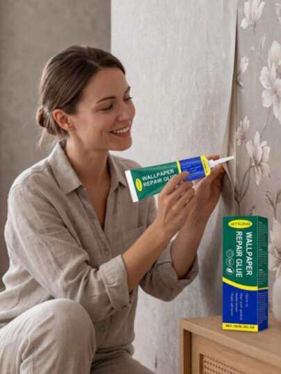 JAYSUING 150ML Colla per riparazione carta da parati, adesivo per carta da parati a base d'acqua ad asciugatura rapida, colla per carta da parati forte, adatta per riparazioni fai-da-te di tessuti murali scrostati, strappi nelle giunture della carta da parati e bordi allentati