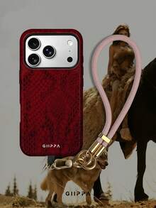 GIIPPA 1件酒紅色蟒蛇紋設計手機殼，適用於Phone 17 Pro Max、16 Pro Max、15 Pro Max、14 Pro Max、11/12/13/14/15/16 Pro Max Plus，韓系高端時尚趣味優雅設計，男女皆宜，聖誕節、情人節、復活節、婚禮季與生日送女友的完美禮物！ - 彩色 - 查看 8