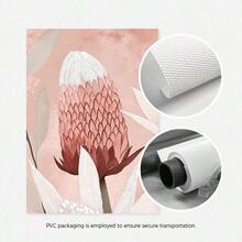 3Pcs Pink Protea Flower Canvas Wall Art, Soft Blush Australian Native Floral Prints, Neutral Boho Botanical Poster For Living Room, Bedroom, Kitchen, Home Decoration, Posters & Prints, Frameless - 391 - View 4