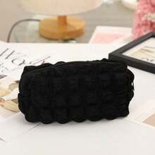 Cream Puff Pencil Case Niche Large Capacity Solid Color Soft Fufu Beautiful Ins Style Makeup Bag Stationery Pouch Large Grid Puff Pencil Case - Multicolor - View 5