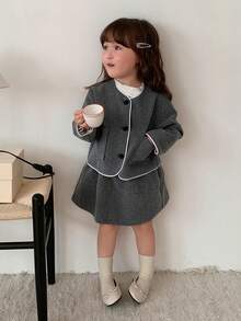 Tween Girls Extended Size Sweater Co-Ords - Grey - View 1