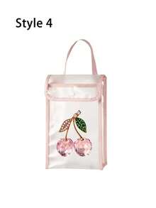 Household Toilet Paper Storage Bag, Tissue Holder, Printed With Bow, Crystal Effect Apple And Cherry Patterns. Large Capacity Toilet Paper Storage Bag, Multi-Functional Hanging Storage Box, Waterproof No-Drill Hanging Storage Bag, Suitable For Kitchen, Bathroom, Bedroom, Office, Dining Room, Home Essential - Multicolor - View 12