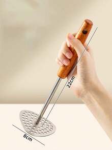Stainless Steel Potato Masher, Taro Mash Press, Baby Food Crusher, Food Mashing Tool - Brown - View 6