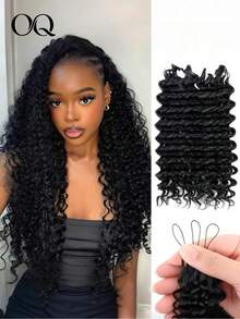 OQ Hair Deep Wave Feather Crochet Human Hair 16-24 Inch Braids Friendly Hair Extensions Shed-Free Easy Install 50g Per Bundle Natural Color Virgin Human Hair No Chemical Process Daily Use For Beginners - SNatural - View 2