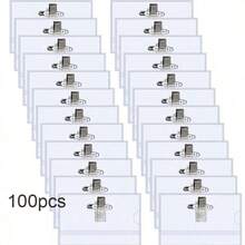 100/50/36/24/10/5/2pcs Fun Name Badge Clips & Pins (9 X 5.6cm) – Transparent Plastic Horizontal ID Badge Holders, Suitable For Office, School And Conferences; Durable PVC Material, With Clip/Pin Combination Attachment And Reinforced Badge Holder. - A - View 1