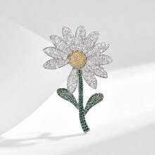 1PC Stylish Luxury Daisy Flower Brooch, Elegant Floral Lapel Pin For Women's Dresses & Blazers, Gift Accessory - Multicolor - View 10
