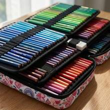 120-Slot Colored Pencil Storage Box, Large Capacity Pencil Pouch, Gel Pen Storage Zipper Portable - 120 Holes--pink - View 11