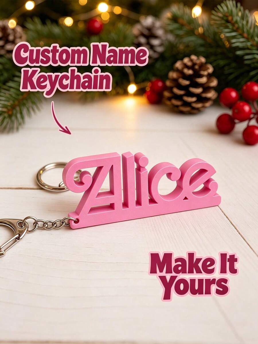 Customized Personalized Acrylic Keychain, Engravable Name, Bow Letter Keychain, Perfect Gift, Souvenir And Christmas Present For Friends - Multicolor - View 1