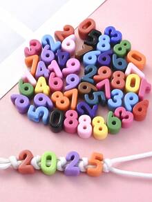 50pcs Acrylic Digit Mixed Color DIY Beads Jewelry Making Bracelet Necklace Handcrafts Accessories - Multicolor - View 3
