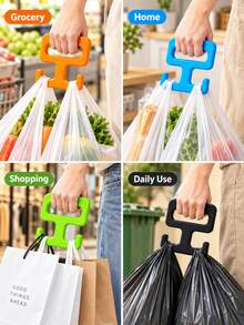 Modern Practical Shopping Bag Handle, Dual Hook Design, Smooth Rounded Edges For Comfortable Grip, Reduces Hand Pressure And Load, Portable Shopping Bag Handle Aid, Suitable For Supermarket Shopping, Supermarket Trips, All-Season Home Daily Use - Multicolor - View 1