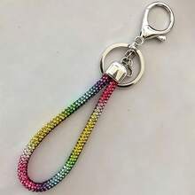 1pc Fashion Rhinestone Lanyard Pendant, Bag, Car Keychain, Women's Minimalist Key Chain - Multicolor - View 7