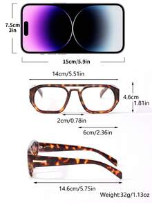 1 Pair Men's PC Double Bridge Retro Personalized Versatile Street Style Clear Lens Glasses Suitable For Daily Wear Accessory - Transparent 1 - View 6