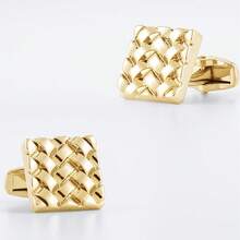 New Electroplated Gold Polished Metal Cufflinks, French Shirt Cufflinks - Gold - View 3
