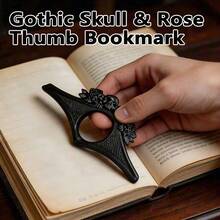 1 buah Pembatas Buku Gaya Gotik Tengkorak Ganda dan Mawar, Klip Halaman Cincin Baca Portabel, Penahan Halaman Buku Estetika Gelap, Cocok untuk Buku, Jurnal dan Planner, Hadiah Halloween Sempurna untuk Pecinta Buku dan Pelajar - Satu ukuran cocok untuk semua. - View 7