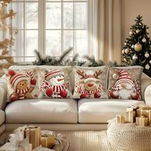 4PCS Red Grey Geometric Floral Letter Print Throw Pillow Covers, Home Sweet Home Zigzag Wavy Pattern Decorative Cushion Cases For Sofa Bedroom, Home Decor / Room Decor, Single‑Sided Print, Pillow Insert Not Included - Multicolor - View 5