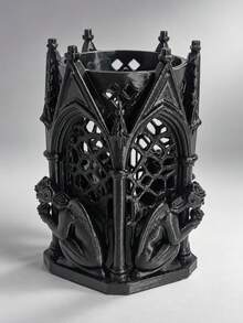 Gothic Style Desktop Storage Tube With Hollowed Out Church Windows And Spire Design, Storing Stationery, Makeup Brushes,And Toiletries.Pen Holders, Vases, Desktop Storage Containers, And Decorative Ornaments. A Great Gift For Christmas And Birthdays. - Multicolor - View 11