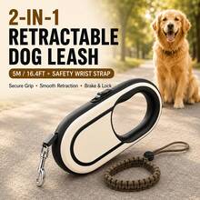 [Retractable Dog Leash] Heavy-Duty Retractable Dog Leash Set, 16FT/5M Anti-Tangle Walking Rope, With Anti-Escape Safety Wristband, One-Click Brake Lock, Comfortable Non-Slip Handle, Suitable For Small, Medium And Large Dogs [Halloween Christmas] Gift - Multicolor - View 5