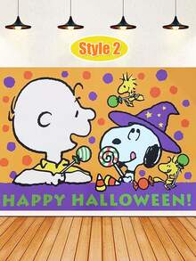 MASSDI Halloween Party Backdrop, Bright Yellow & Friends Halloween Costume Photo Banner, Decorative Background For Halloween Party & Photography - Cartoon - View 14