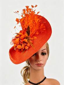 1pc Women Straw Woven Hair Accessory Headband Hat Clip Floral Wedding School Opening Kentucky Derby Church Cocktail Tea Party Accessory - Multicolor - View 13