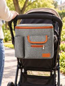 Baby Stroller Organizer Bag, Large Capacity Baby Carriage Storage Bag, Multi-Functional Zipper Main Compartment With Front Pocket Design, Simple Portable Durable, Convenient For Storing Baby Bottles, Tissues, Diapers And Personal Items - Multicolor - View 1