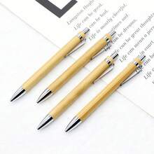 100/50/10pcs Retractable Bamboo Ballpoint Pens, Bamboo Shaft Design, Fashionable, Suitable For Office,Business, School And Various Activities, Gift Pens With Push Buttonldeal Gift Chgice (Black Ink) Back To School - Multicolor - View 9